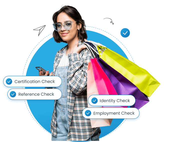 Woman holding shopping bags and a smartphone, representing e-commerce and retail